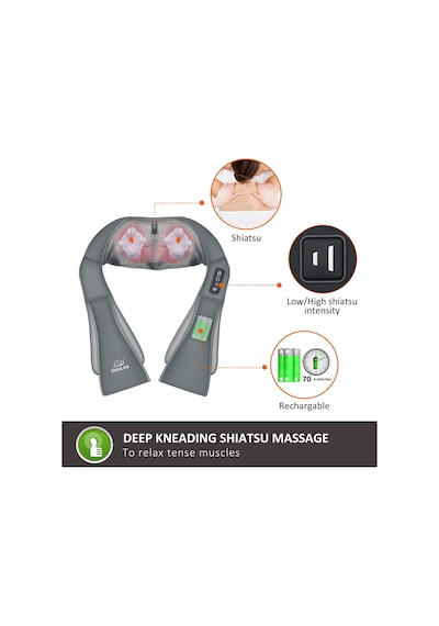Snailax Isı İle Akülü Shiatsu Boyun Sırt Masajı, Omuz Masajı, Boyun Ve Sırt Ağrısını Gidermek İçin Taşınabilir Şarj Edilebilir Masajlar, Elektrikli Masaj Aleti Snailax Isı İle Akülü Shiatsu Boyun Sırt Masajı, Omuz Masajı, Boyun Ve Sırt Ağrısını Gidermek İçin Taşınabilir Şarj Edilebilir Masajlar, Elektrikli Masaj Aleti
