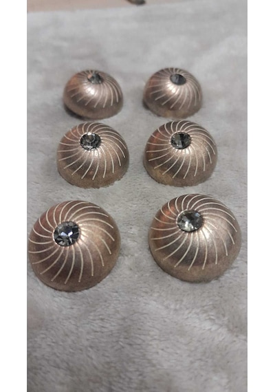 Bakır Bronz Fırçalı Kaplama Taşlı Metal Düğme 34 Boy 24 Mm 6 Adet