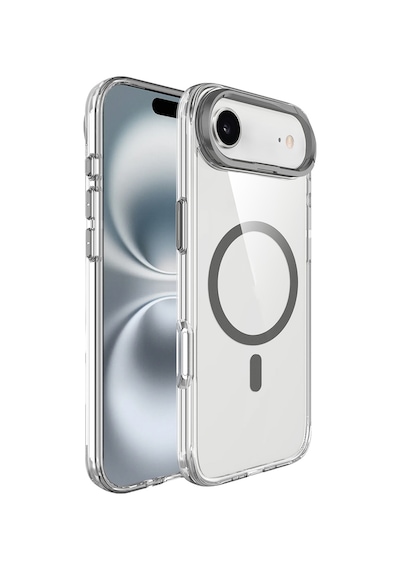 Nourthkiingdom Apple Uyumlu iPhone 17 Air Kılıf M-safe Şarj Özellikli Airbagli Kamera Standlı Zore Azor Kapak - Koyu Gri Koyu Gri