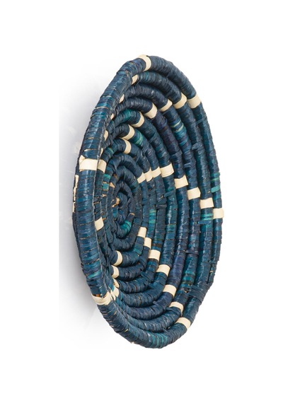 Koza Home Meander Dekoratif Lacivert Desenli Bambu Duvar Tabağı 30cm 8995