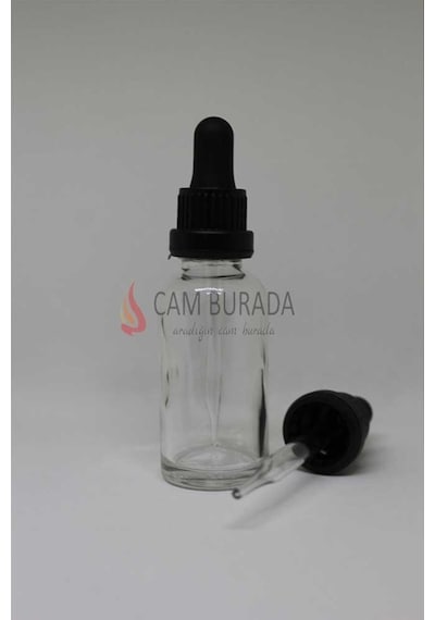 30Ml Cam Şeffaf Şişe İnce Cam Damlalık Kırılır Kapaklı (10 Adet)