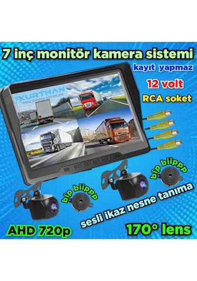 7'' Kayıtsız Ekran 2 Ad Araç Ve Yaya Tanıma Sesli İkazlı Kamera