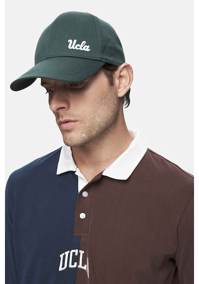 Ucla Clark Kahve Baskılı Polo Yaka Standard Fit Erkek Sweatshirt Kahve Kahverengi