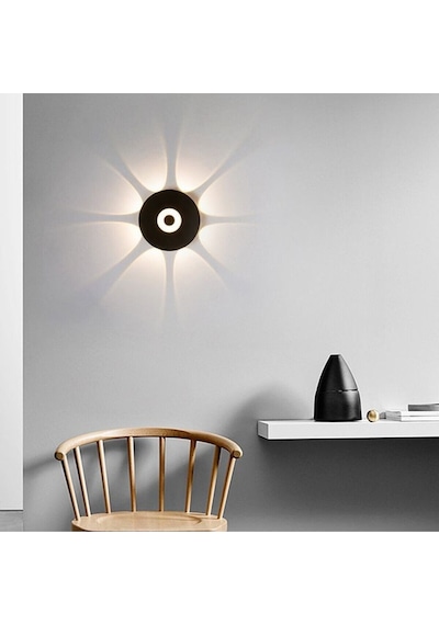 7 Watt Gün Işığı Ledli Yaprak Işık Desenli Dekoratif İç Ve Dış Mekan Aplik, Modern Tasarım Armatür Beyaz - Siyah