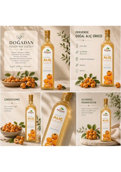 Doğal Sirke Seti 4 Lü Alıç, Elma, Enginar Ve Işgın Sirkesi 500 Ml X 4
