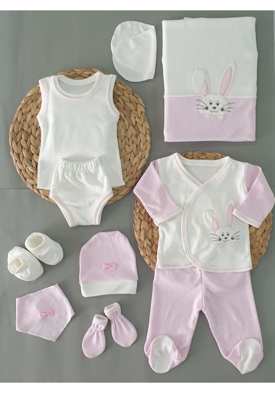 Papyon Baby Kids Petite Ponpon Baby Yenidoğan 0-3 Ay Tavşan Işlemeli Desenli 10 Pa Açık Pembe