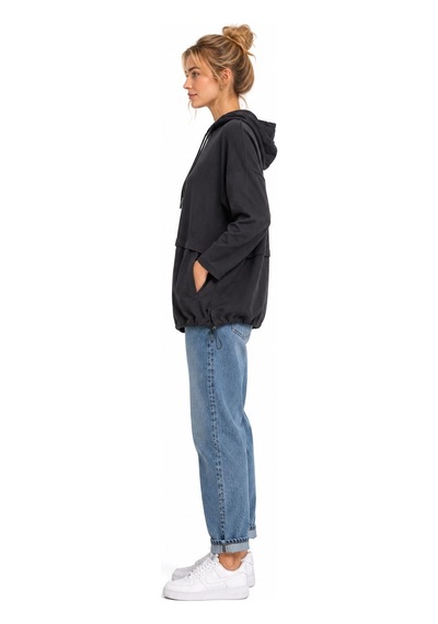 Neden Tekstil Kadın Oversize Kapüşonlu Siyah Sweatshirt