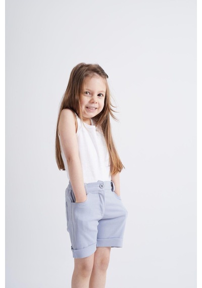 Oliventhekid Taşlı Detaylı Kız Çocuk Şort Mavi Mavi