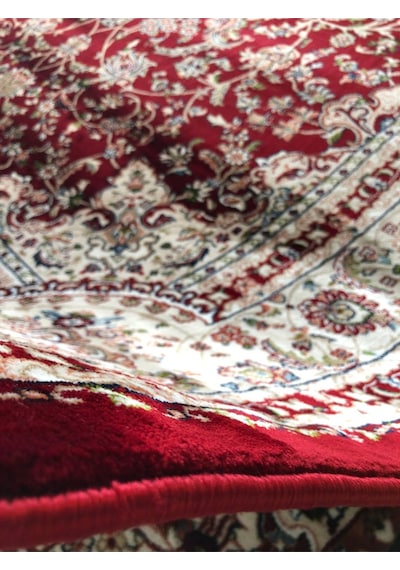 Asaryün Halı Ipek H4095 Bordo İpeksi Geleneksel Renkli Göbekli Klasik Desen Salon Halısı Modern Bordo-kırmızı