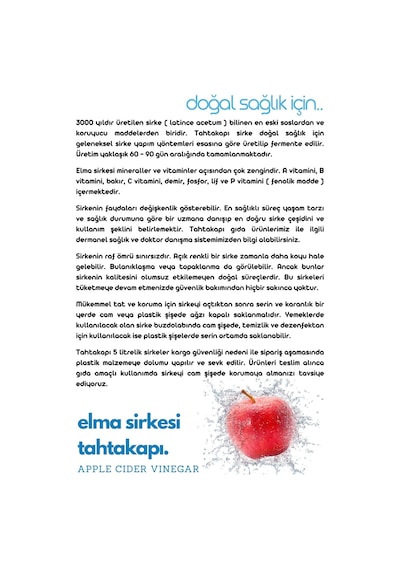 Tahtakapı Elma Sirkesi 500 ML