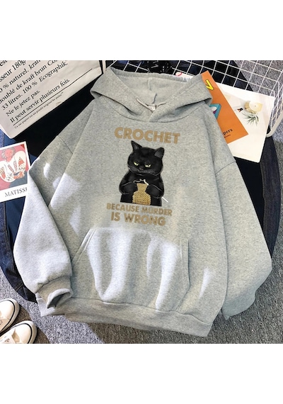Tarzsokak Tığ Çünkü Katil Yanlış Kadın Kıyafetleri Hip Hop Kazaklar Hoody Yeni Rahat Boy Giyim Polar Ge Gri
