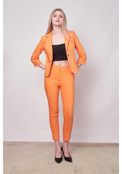 JUMENT Yüksek Bel Kalın Kemerli Cepli Dar Paça Bilek Boy Pamuklu Likralı Kumaş Pantolon -mango