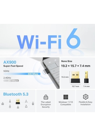 Tp-link Ax900 Nano Wi-fi 6 Bluetooth 5.3 Usb Adaptör