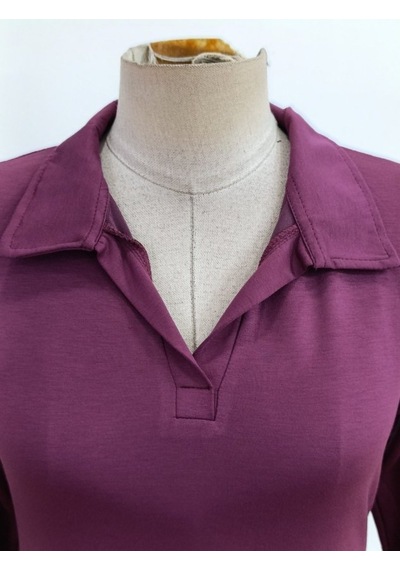 Bhrwear Kadın Uzun Kollu Yakalı Kısa Modal Elbise Renkli
