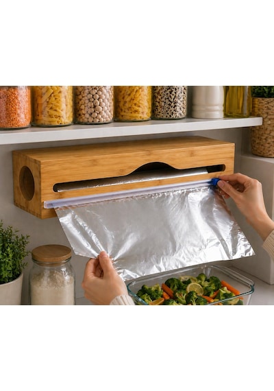 Doğal Bambu Streç Film Ve Alüminyum Folyo Dispenser Kesici Kutusu, Asılabilir Mutfak Düzenleyici Organizer, Pratik Kesim Ve Saklama Aparatı, Premium Dayanıklı Tasarım, 33,4 X 8 Cm Çok Renkli Doğal Bambu Streç Film Ve Alüminyum Folyo Dispenser Kesici Kutusu, Asılabilir Mutfak Düzenleyici Organizer, Pratik Kesim Ve Saklama Aparatı, Premium Dayanıklı Tasarım, 33,4 X 8 Cm Çok Renkli