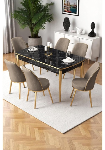Canisa Nira Serisi 70x114 Mdf Siyah Mermer Desen Mutfak Masa Takımı 6 Cappucino Sandalye Gold Detay Masa Siyah Mermer Sandalye Cappucino Ayaklar Gold Canisa Nira Serisi 70x114 Mdf Siyah Mermer Desen Mutfak Masa Takımı 6 Cappucino Sandalye Gold Detay Masa Siyah Mermer Sandalye Cappucino Ayaklar Gold