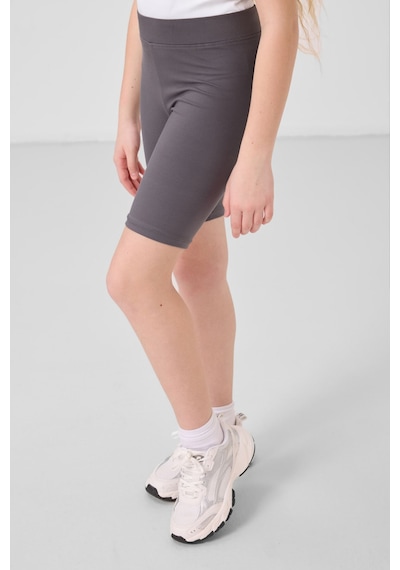 Tommylife Koyu Gri Pamuklu Kısa Paça Standart Fit Basic Kız Çocuk Tayt - 75188 Koyu Gri