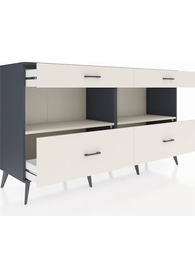 Hyperion Konsol 2 Raflı 4 Çekmeceli 176x44x99 Antrasit-aytaşı Antrasit-aytaşı