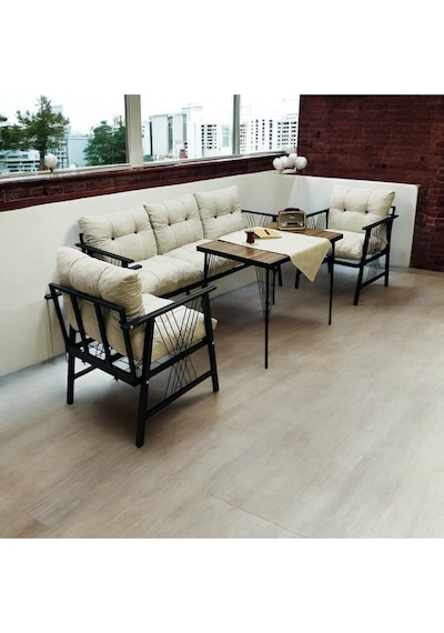 Lüx Bahçe Balkon Mobilyası , Koltuk Takımı ,çay Seti 3-1-1 Masalı Takım Krem