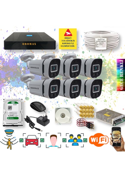 6 Kameralı Gece Renkli Hareket Algılayan Kamera Seti 604w-9008 6 Kameralı Gece Renkli Hareket Algılayan Kamera Seti 604w-9008