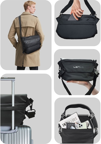 Lenyes Lb562 Dreamer Crossbody Serisi Su Geçirmez Deri Tasarımlı Çapraz Vücut Çantası Siyah Siyah