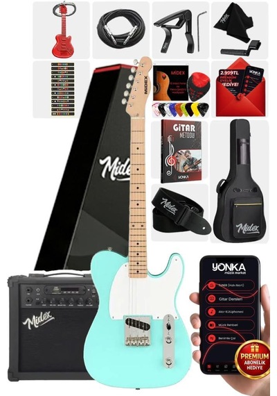 Midex Tlx-50gr-25amp Tele Kasa Maple Klavye 2 Single-coil 25w Amfili Elektro Gitar