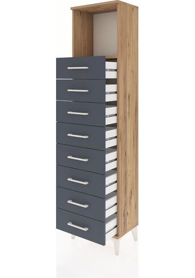 Arges Dolap Tek Raflı 8 Çekmeceli 44x30x182 Çam-antrasit Atlas Çam Arges Dolap Tek Raflı 8 Çekmeceli 44x30x182 Çam-antrasit Atlas Çam