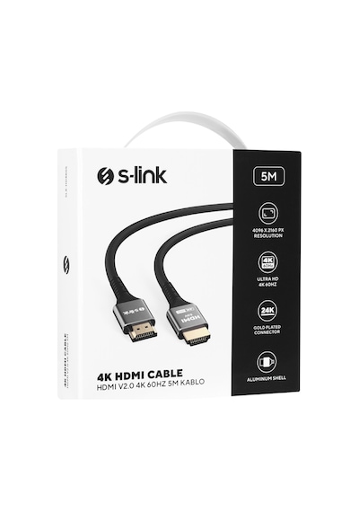 S-lınk Slx-hd4k05, 4k Uhd, Hdmı V2.0, 5mt. 60hz. Metal Uçlu, Kablo S-link