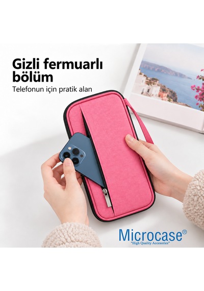 Microcase Gizli Cep'li El Kulplu Çok Bölmeli Pasaport Ve Evrak Organizeri Al7030 Gri
