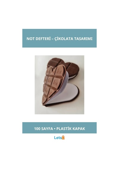 Kalp Tasarımlı Çikolata Not Defteri 100 Sayfa Çok Renkli
