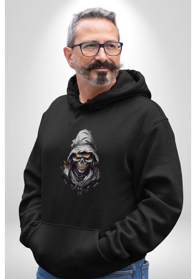 Kasaba Kurukafa Ninja Kadın Erkek Siyah Kapüşonlu Sweatshirt Hoodie Siyah