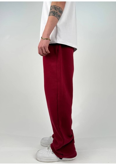 Zaee Basic Kışlık Kumaş Ayarlanabilir Paça Baggy Eşofman Altı Bordo