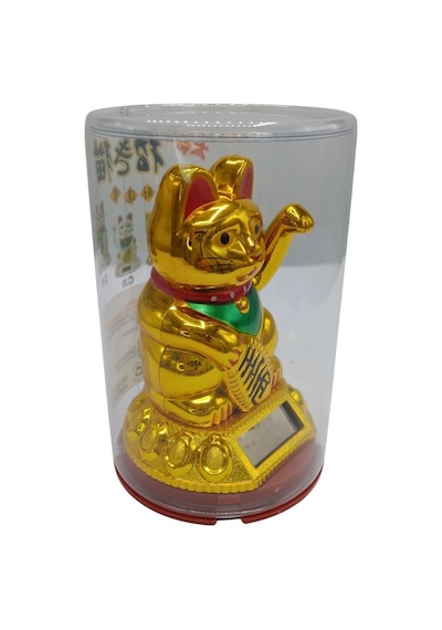 Maneki Neko El Sallayan Şans Kedisi Gold Solar Güneş Enerjili 6x10cm No7alt