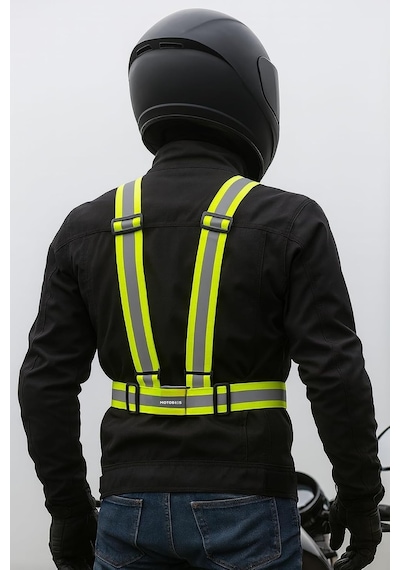 Xmlbayiciniz Tr Motosiklet Ve Bisiklet Reflektörlü Kemer Yelek, Unisex, Siyah Genel