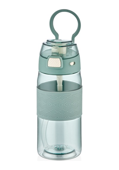 Shotay Şeffaf Kapaklı Şeritli Trıtan Matara 600 Ml. Yeşil