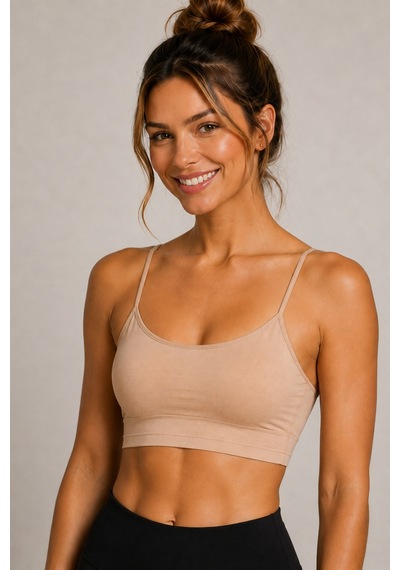 Pijamask Kadın İnce Askılı Crop Top Basic Esnek Büstiyer Atlet Çok Renkli