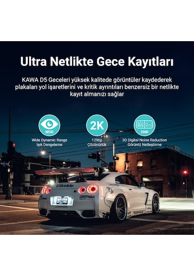 Kawa D5 2k 1296p Wdr Wifi 135 Geniş Açı Lens Araç Kamerası