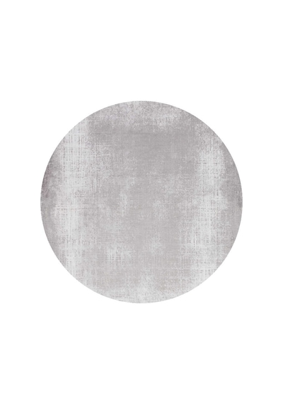 Geometrik Abstract Desenli Prato İpeksi Lüks Viskon Yuvarlak Halı Pr06 Gri Gri-bej