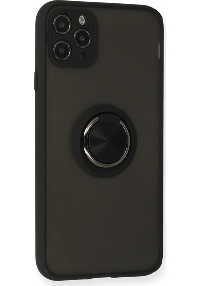 Apple Uyumlu iPhone 11 Pro Kılıf Montreal Yüzüklü Silikon Kapak Siyah,