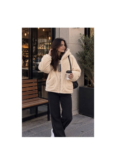 Öners Kadın Kapşonlu Peluş Fermuarlı Sweat Oversize Yumuşak Polar Hoodie Kışlık Sıcak Tutucu Bej Bej Öners Kadın Kapşonlu Peluş Fermuarlı Sweat Oversize Yumuşak Polar Hoodie Kışlık Sıcak Tutucu Bej Bej