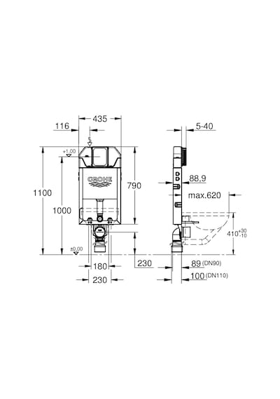 Grohe Uniset Gömme Rezervuar, İnce, 39683000 Krom