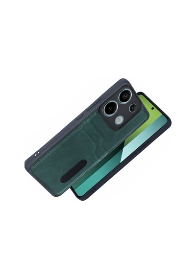 Xiaomi Redmi 15c 4g Uyumlu Sara Kartvizitli Deri Kılıf - Yeşil