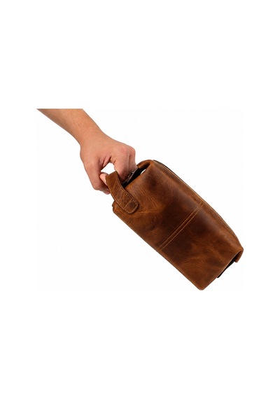 Alphaclub Bag Erkek Hakiki Deri Koyu Taba Fermuarlı El Ve Clutch Çanta