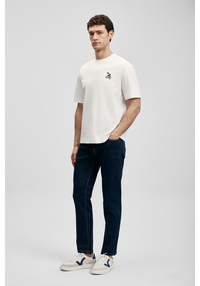 Lufian Mario Modern Grafik Erkek T-shirt 111020283 Ekru