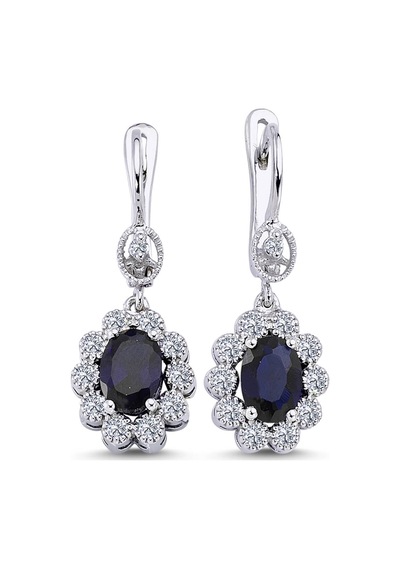 Lova Pırlantalı Oval Safir Anturaj Küpe -  3070014