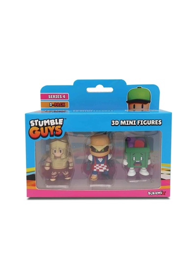 Stumble Guys 3'lü Mini Figür Seri 4 - Maximus - Burger Baxter - Hot Trash