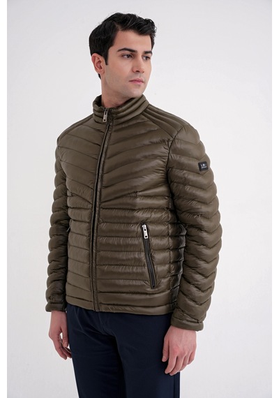 Slim Fit Hakim Yaka Yan Cepli Kaz Tüyü Haki Şişme Mont Mt 176 Haki