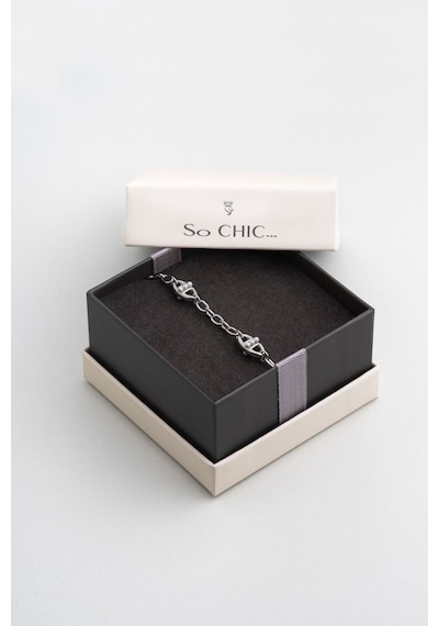 So Chic Audrey 18 Ayar Beyaz Altın Kaplama 19 Cm Gümüş Zincir Bileklik Beyaz