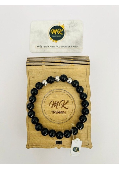 Mk Tasarım Gerçek Obsidyen Taşı Bileklik Mk.013.016 Çok Renkli