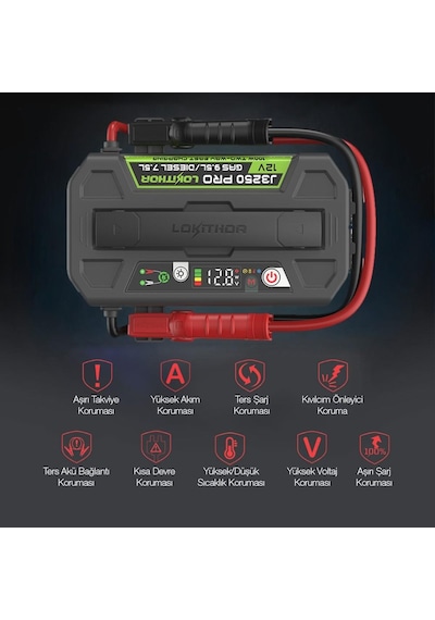 Lokithor J3250pro 12v 3250amp Lifepo4 Akıllı Akü Takviye + Powerbank + Led Lamba